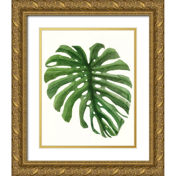 McCavitt, Naomi 26x32 Gold Ornate Wood Framed with Double Matting Museum Art Print Titled - Tropical Breeze Leaves I