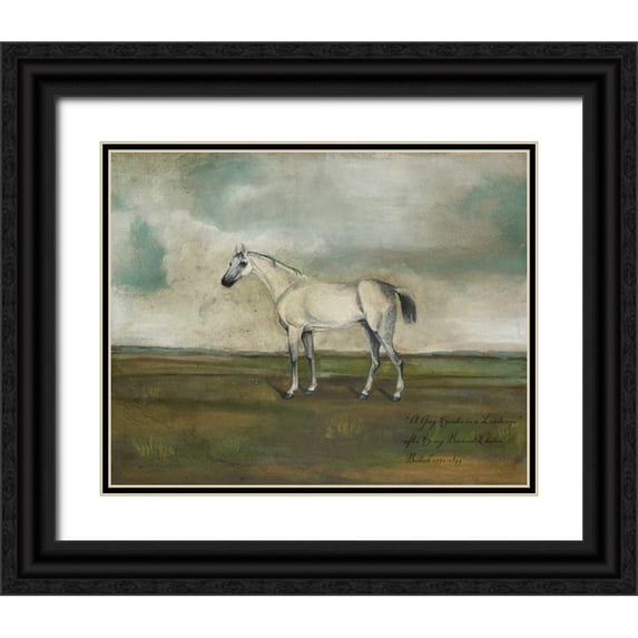 McCavitt, Naomi 32x26 Black Ornate Wood Framed with Double Matting Museum Art Print Titled - A Grey Hunter in a Landscape