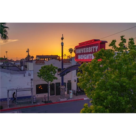 McClean 3089368 36 x 24 in. University Heights, San Diego Sign Sunset Three Fine Print Wall Art