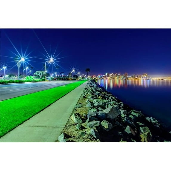 McClean 3536392 36 x 24 in. Harbor Island, San Diego Starry Night Fine Print Wall Art