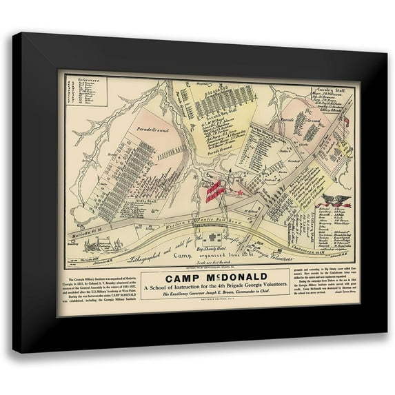 McClellan 14x11 Black Modern Framed Museum Art Print Titled - Camp McDonald 4th Brigade Georgia - McClellan 1917