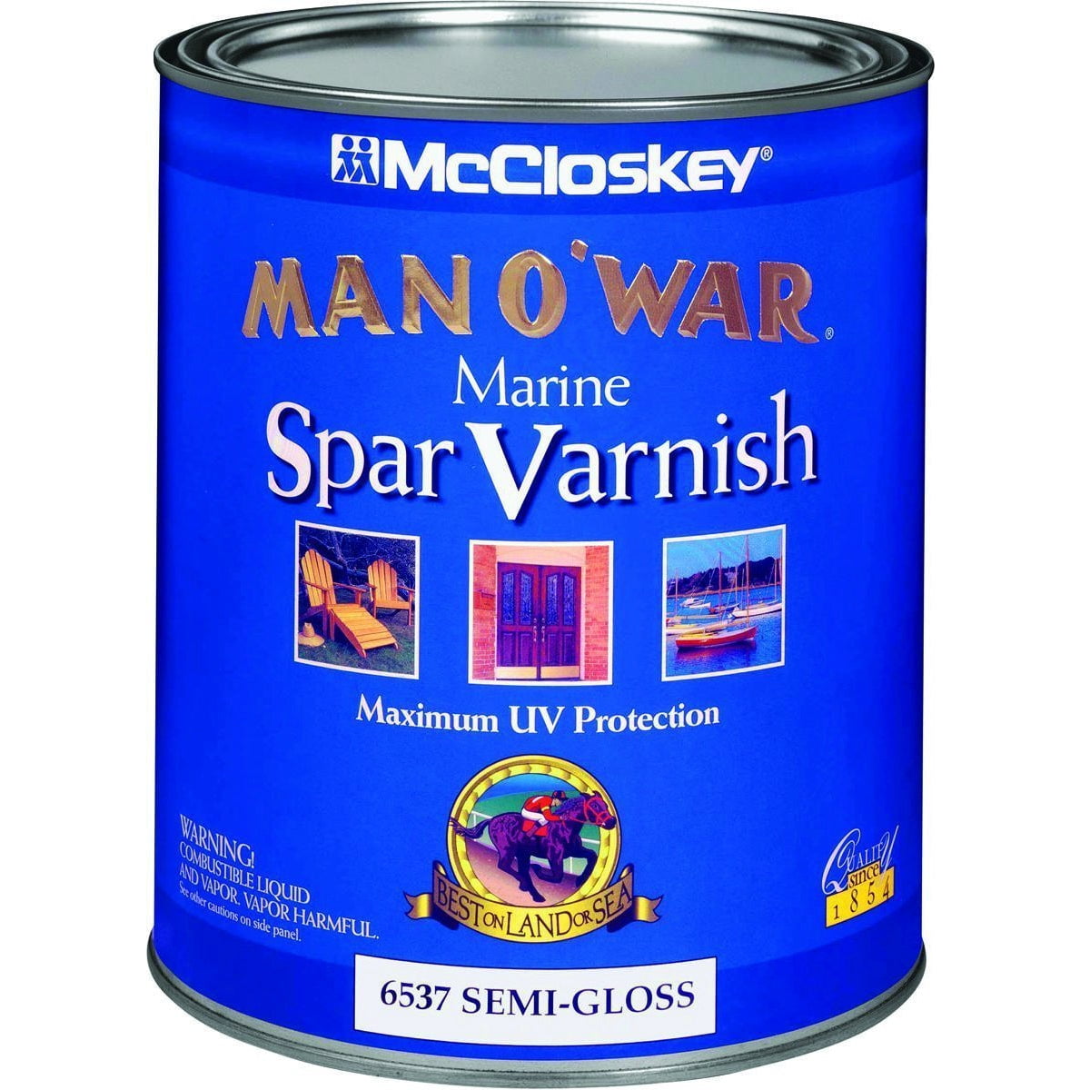 McCloskey 6537 Man O'War Marine Spar Varnish, SemiGloss, 1 Quart, Each