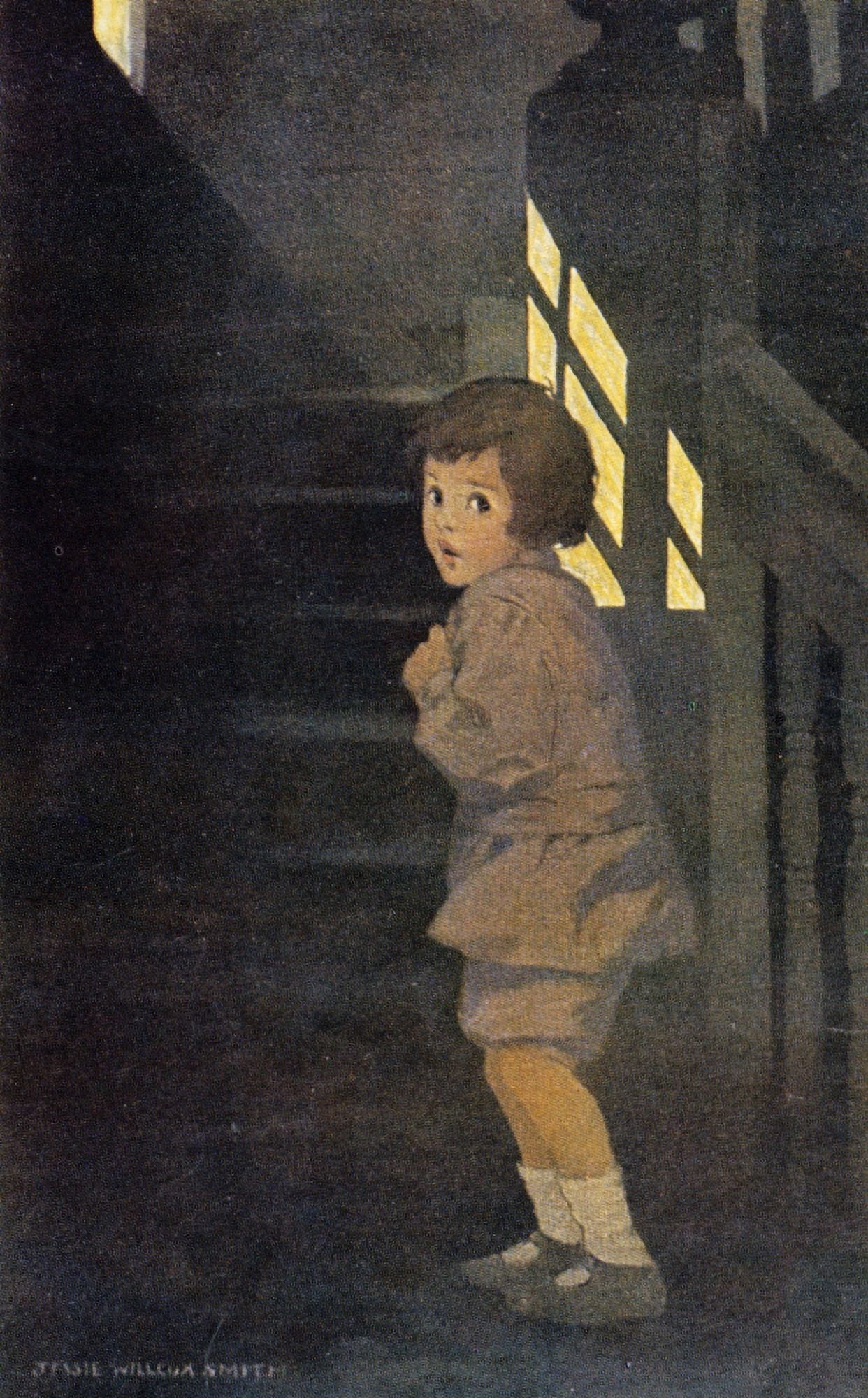 McClures 1909 A Childs World The Dark Canvas Art - Jessie Willcox Smith (18 x 24)