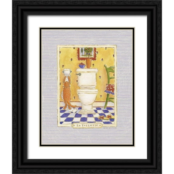 McCollum, Sudi 15x18 Black Ornate Wood Framed with Double Matting Museum Art Print Titled - Kitty Toilette