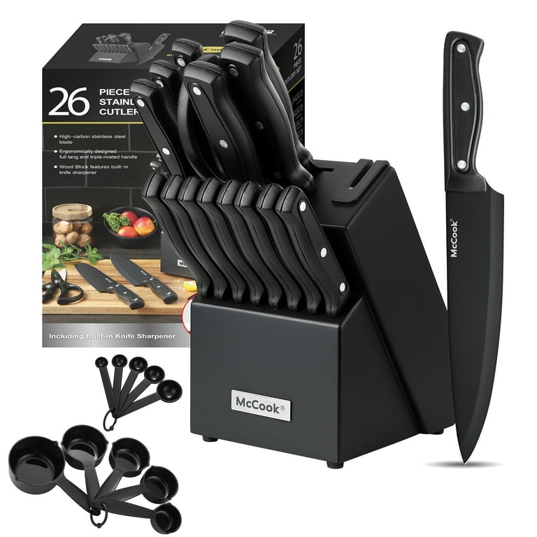 https://i5.walmartimages.com/seo/McCook-DISHWASHER-SAFE-MC701-Black-Knife-Sets-of-26-Stainless-Steel-Kitchen-Knives-Block-Set-with-Built-in-Knife-Sharpener-Measuring-Cups-and-Spoons_23df2a49-3fbb-403e-af8b-10c184c60fad.ca12dda3c3317c05b0d7ce31a2a58a49.jpeg?odnHeight=768&odnWidth=768&odnBg=FFFFFF