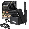 thumbnail image 1 of McCook DISHWASHER SAFE MC701 black Knife Sets of 26, Stainless Steel Kitchen Knives Block Set with Built-in Knife Sharpener, Measuring Cups and Spoons, 1 of 10