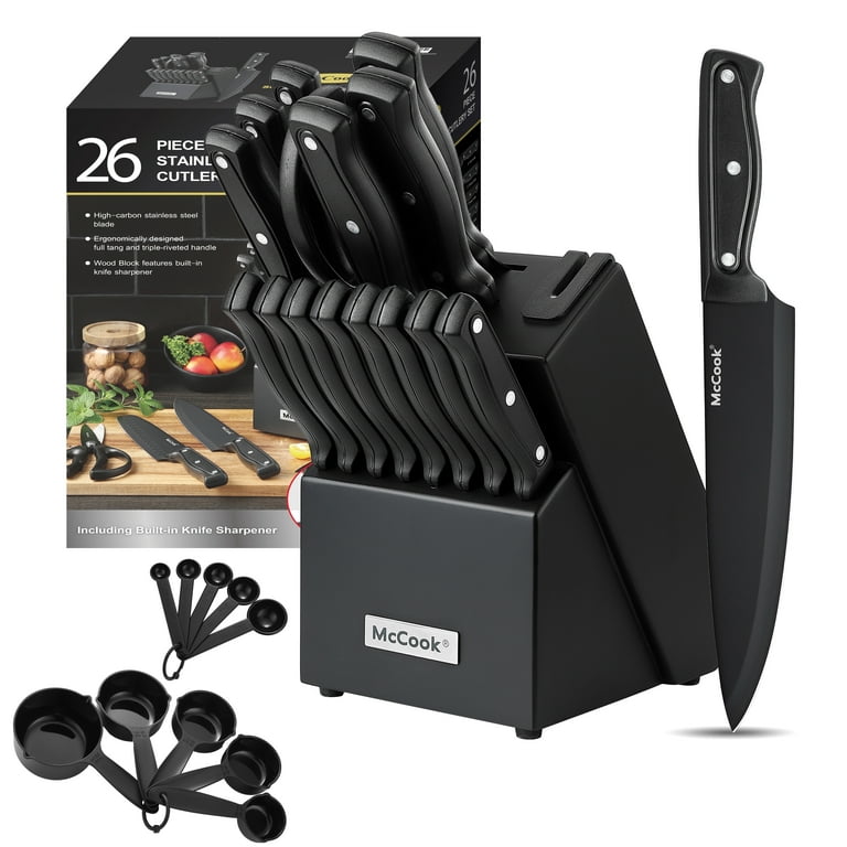 McCook Dishwasher Safe 26-Piece Black Stainless Steel Knife Set