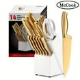 thumbnail image 1 of McCook Golden Knife Set With Block, TEA21 14pcs Knife Set With Block Golden Kitchen Knife Block Set Stainless Steel, 1 of 10