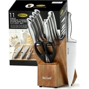 McCook® Knife Sets with Built-in Sharpener,German Stainless Steel Hollow Handle Kitchen Knives Set in Acacia Block