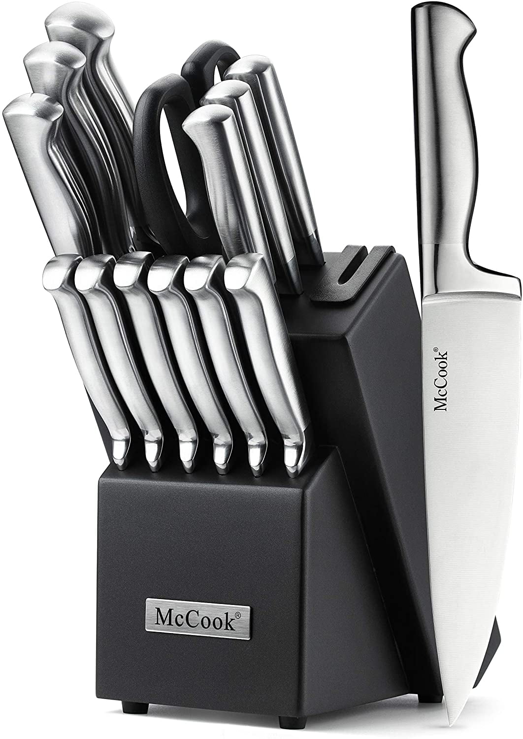 McCook MC21 15 Pieces Kitchen Knife Sets with Block Cutlery Knife Block Set