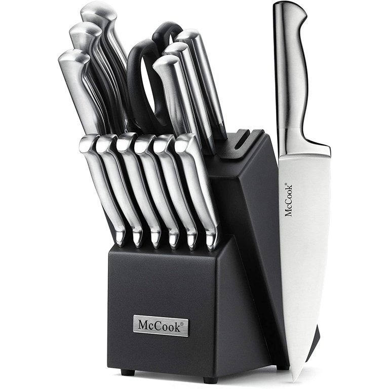 McCook MC21 15 Pieces Kitchen Knife Sets with Block Cutlery Knife Block Set