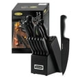 thumbnail image 1 of McCook MC21B Black Knife Set, 15 PCS High Carbon One Piece Forged Stainless Steel Kitchen Knife Set, Knife Set with Block and Built-in Sharpener ,6 Pcs Steak Knives, 1 of 12