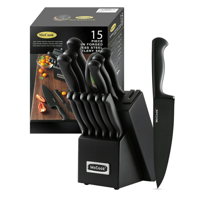 https://i5.walmartimages.com/seo/McCook-MC21B-Black-Knife-Set-15-PCS-High-Carbon-One-Piece-Forged-Stainless-Steel-Kitchen-Set-Block-Built-in-Sharpener-6-Pcs-Steak-Knives_e0945079-fca7-4fee-b9d5-53ecbfdd8325.bea7642240b89a53810a8ca6a41d3d9f.jpeg?odnHeight=768&odnWidth=768&odnBg=FFFFFF