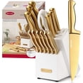 thumbnail image 1 of McCook MC21G Knife Sets,15 Pieces Golden Titanium Kitchen Knife Block Sets with Built-in Sharpener, 1 of 6