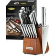 thumbnail image 1 of McCook MC29 Knife Sets, 15 Pieces German Stainless Steel Kitchen Knife Block Sets with Built-in Sharpener, 1 of 11