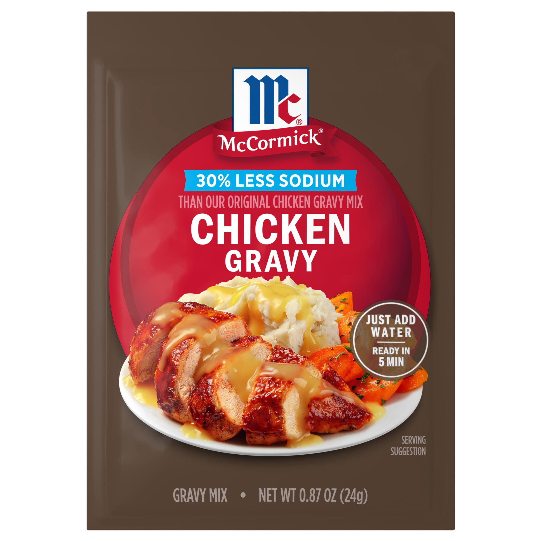 Food Packet Made In McCormick, Chicken Gravy Mix, 0.87 oz Packet, 30% Less Sodium - Walmart.com
