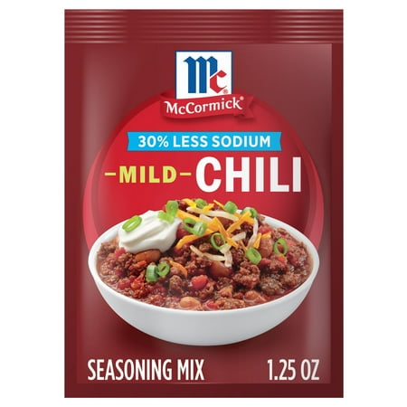 McCormick 30% Less Sodium Chili Mild Seasoning Mix, 1.25 oz Packet