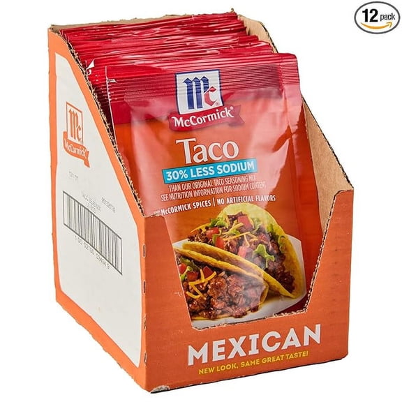 McCormick UM1&nbsp;30% Less Sodium Mild Taco Seasoning Mix, 1 oz (Pack of 12)