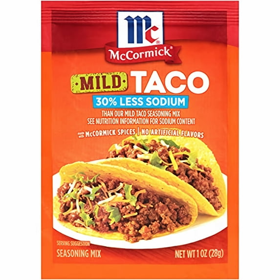 McCormick 30% Less Sodium Mild Taco Seasoning Mix 1 oz (Pack of 12)