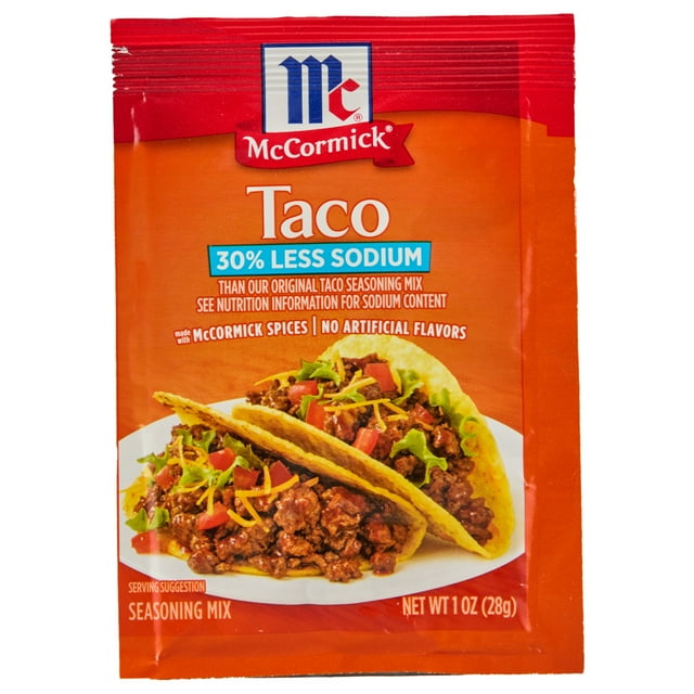 McCormick 30 Less Sodium Taco Seasoning Mix, 1 oz Envelope