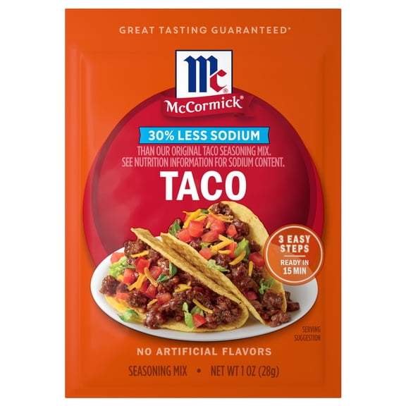 McCormick 30% Less Sodium Taco Seasoning Mix, 1.0 oz Packet