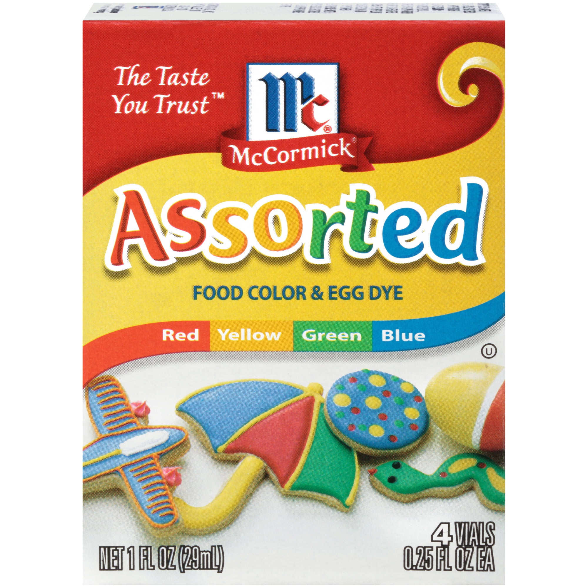 Mccormick Assorted Food Color & Egg Dye, 1 fl oz, 4 Count