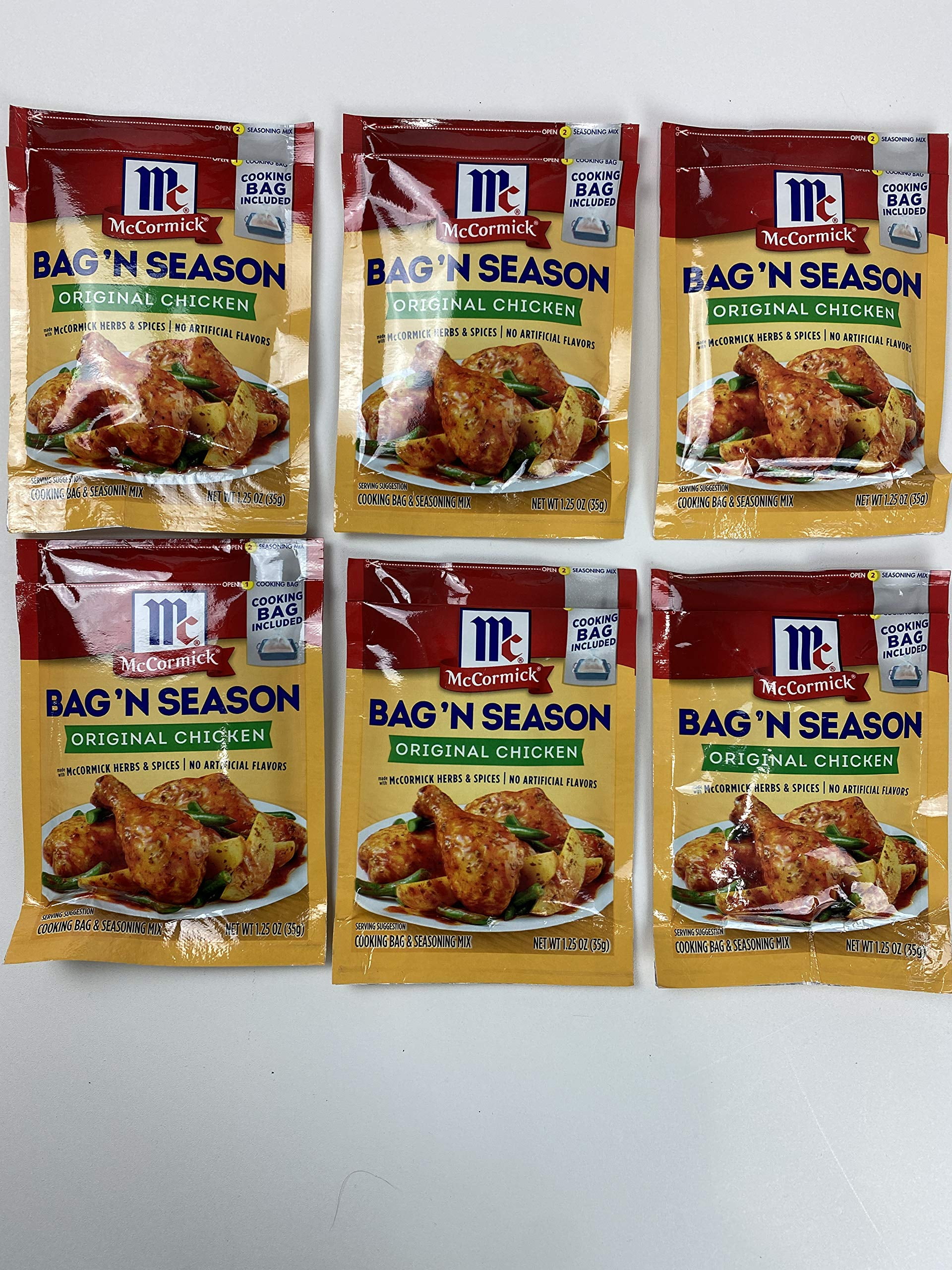 McCormick Bag 'n Season Original Chicken Cooking Bag & Seasoning Mix, 1.25 oz (Pack of 6