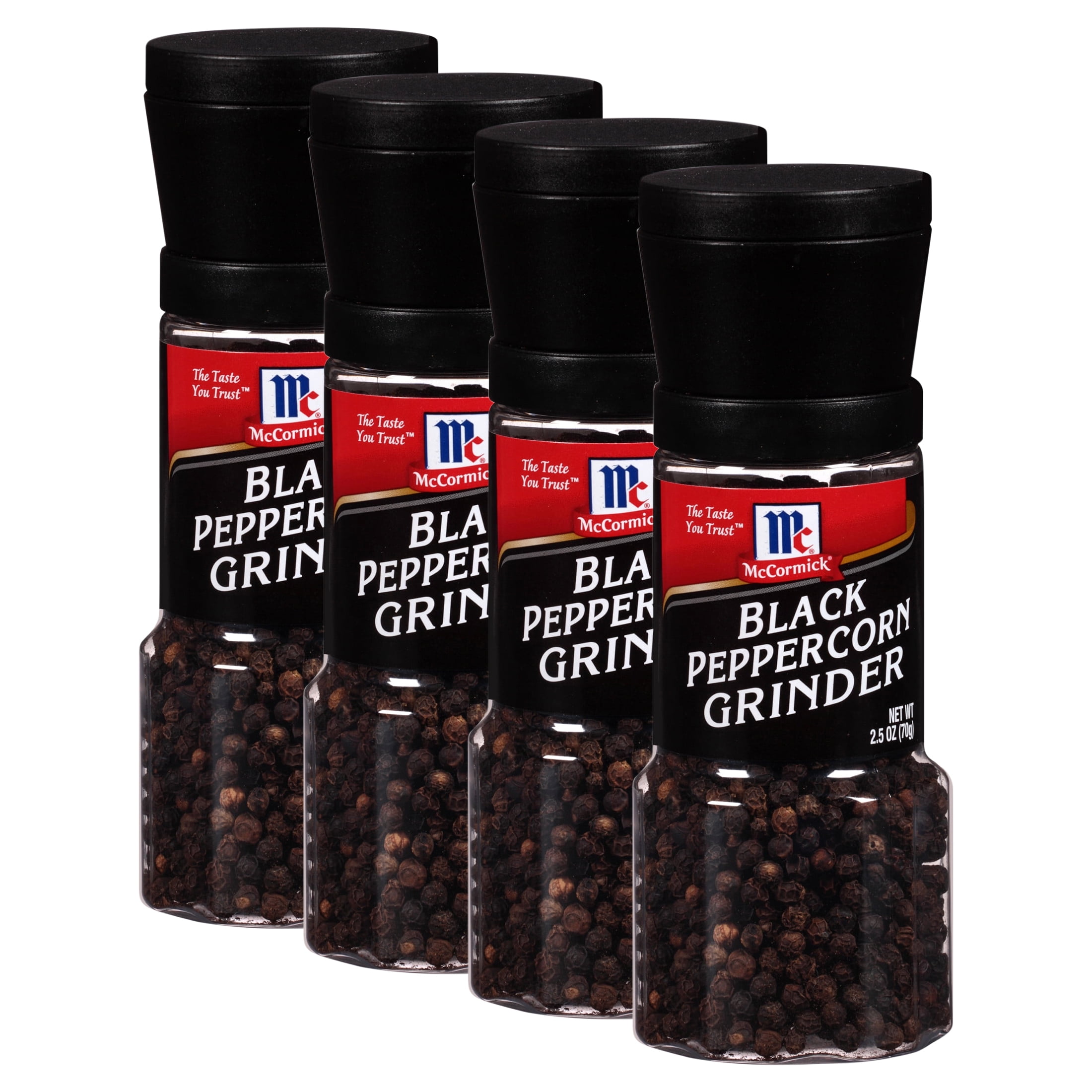 (4 pack) McCormick Black Peppercorn Grinder, 2.5 oz Pepper & Peppercorns