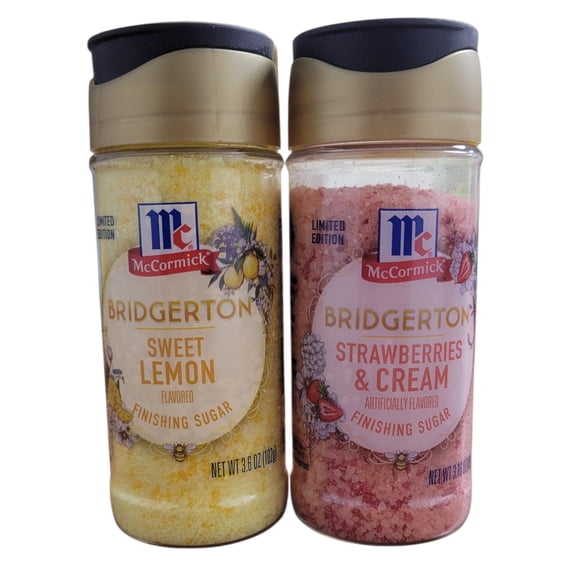 McCormick Bridgerton Finishing Sugars 2 Pack: Sweet Lemon (3.6oz) and Strawberries and Cream (3.16oz)