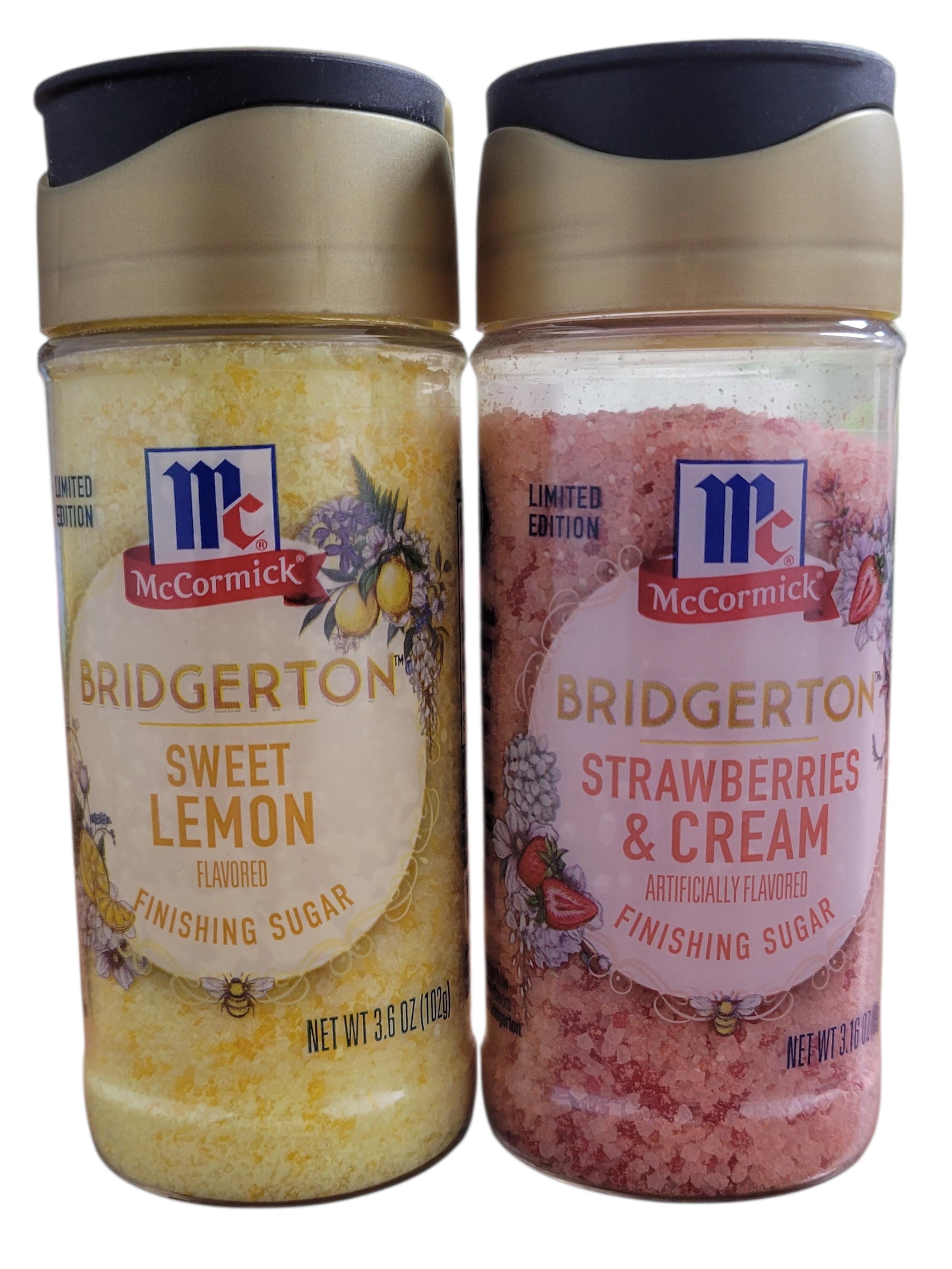 McCormick Bridgerton  Finishing Sugars 2 Pack: Sweet Lemon (3.6oz) and Strawberries and Cream (3.16oz)