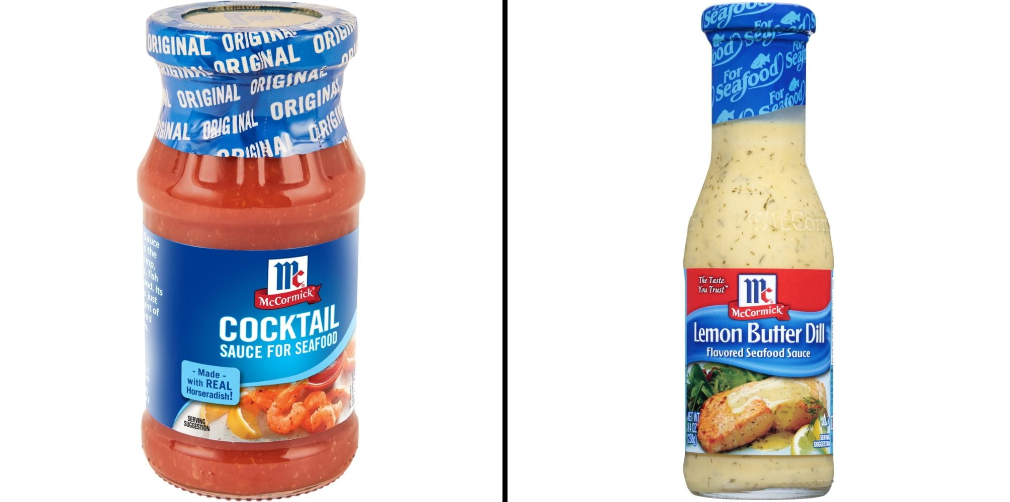 McCormick Cocktail Sauce for Seafood 8 fl oz & Lemon Butter Dill Seafood Sauce 8.4 oz