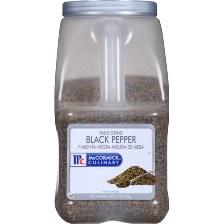 McCormick Culinary Table Grind Black Pepper, 5 lb - Five Pound Container of Table Ground Black Pepper with Piney Flavor, Best on Vegetables, Rubs and Bisques