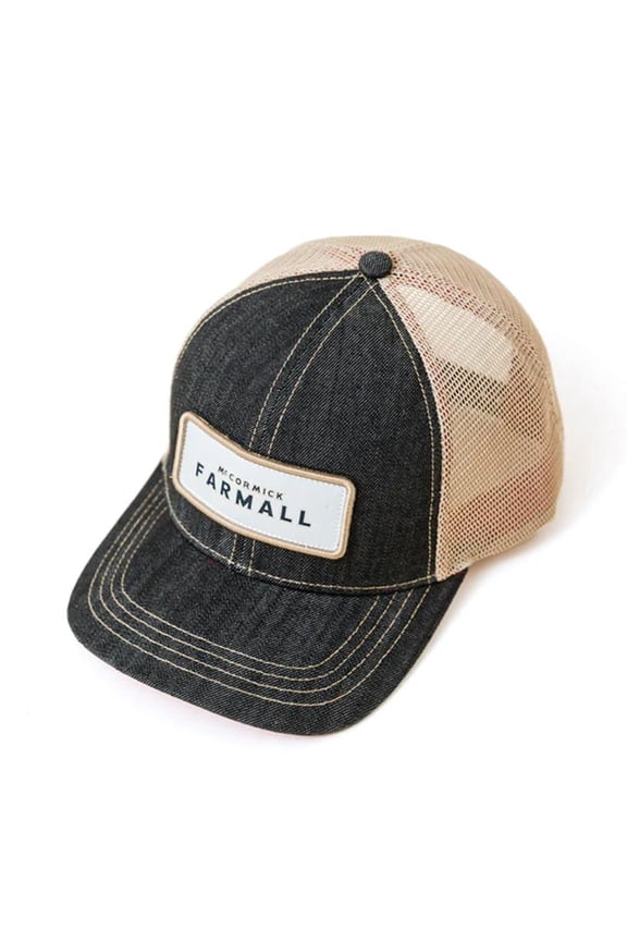 McCormick Farmall Black Denim Mesh Back Trucker Cap