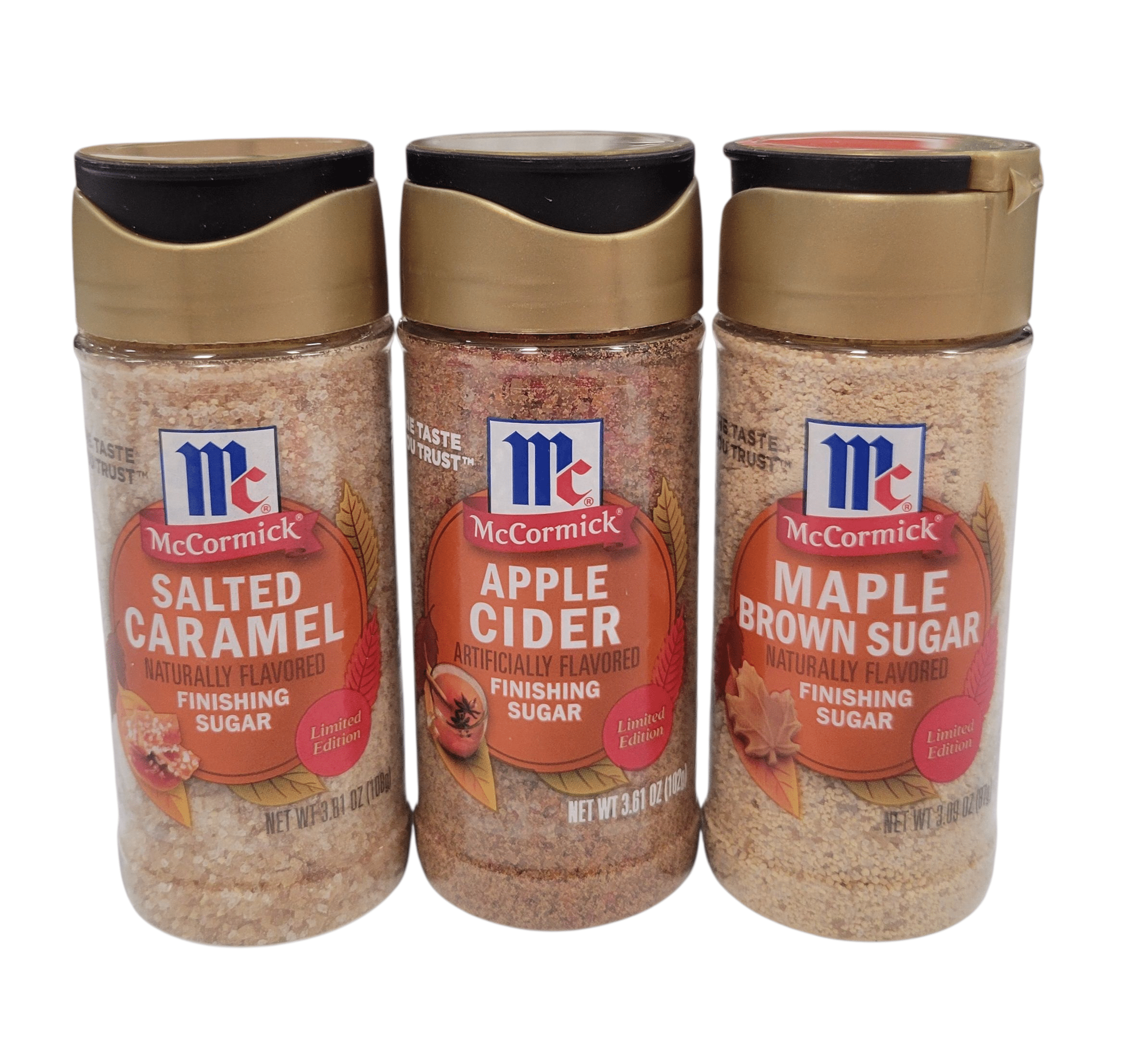 McCormick Finishing Sugar 3 Pack - Apple Cider, Maple Brown Sugar, and Salted Caramel