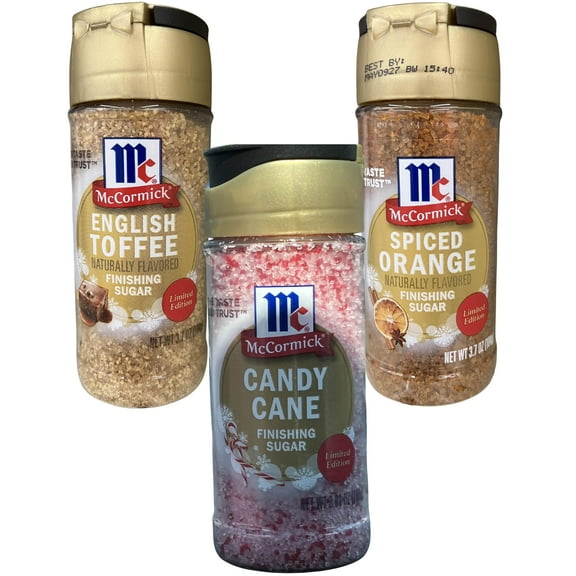 McCormick Finishing Sugar 3 Pack - English Toffee, Candy Cane, Spiced Orange