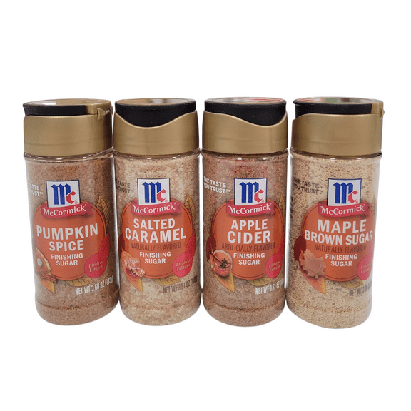 McCormick Finishing Sugar 4 Pack - Apple Cider, Maple Brown Sugar, Salted Caramel, and Pumpkin Spice