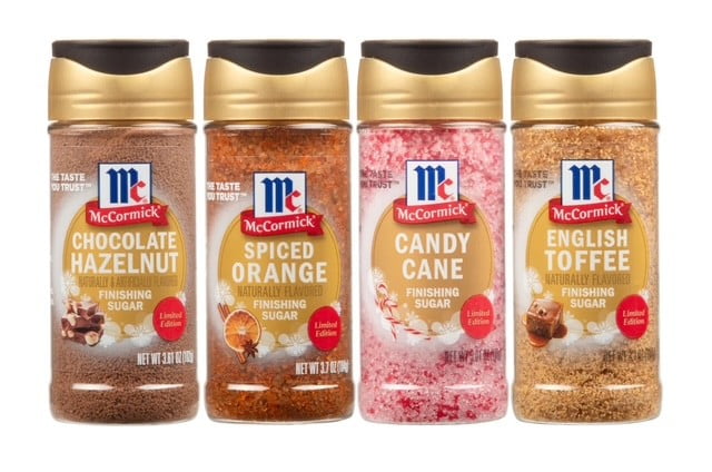 McCormick Finishing Sugar 4 Pack - Chocolate Hazelnut, English Toffee, Candy Cane, Spiced Orange