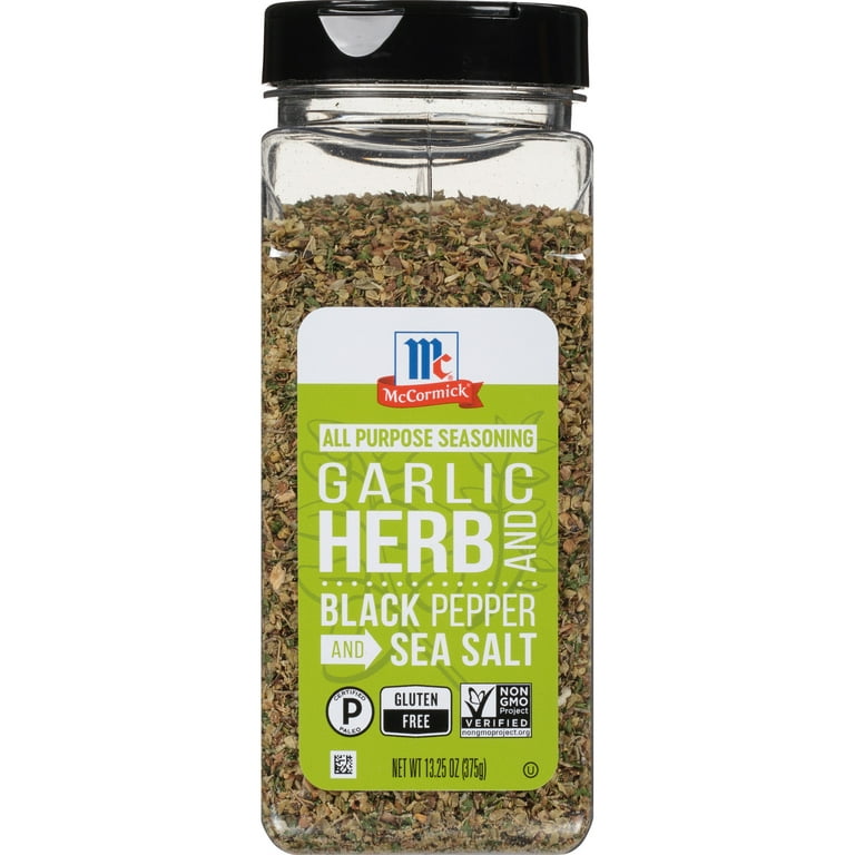 https://i5.walmartimages.com/seo/McCormick-Garlic-Herb-and-Black-Pepper-and-Sea-Salt-All-Purpose-Seasoning-13-25-oz-Mixed-Spices-Seasonings_b3398361-402f-4385-9215-7b92be7051c0.769869596be6c822a7508e931bca075d.jpeg?odnHeight=768&odnWidth=768&odnBg=FFFFFF