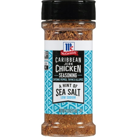 McCormick Gluten Free A Hint of Sea Salt Caribbean Jerk Chicken Seasoning, 4.13 oz Bottle