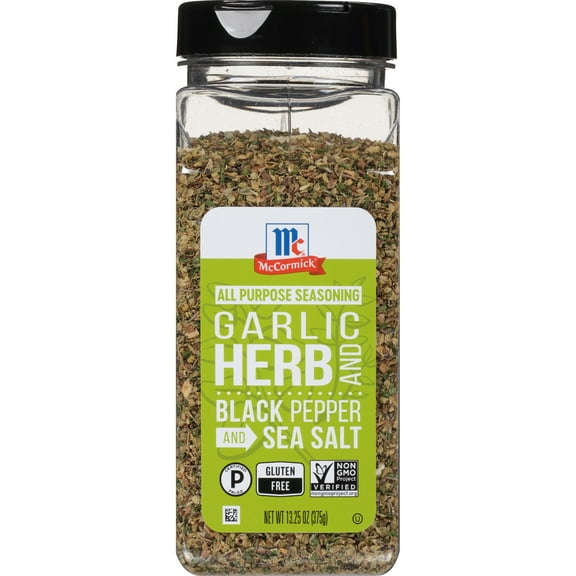 McCormick Gluten Free Garlic, Herb and Black Pepper and Sea Salt All Purpose Seasoning, 13.25 oz Bottle