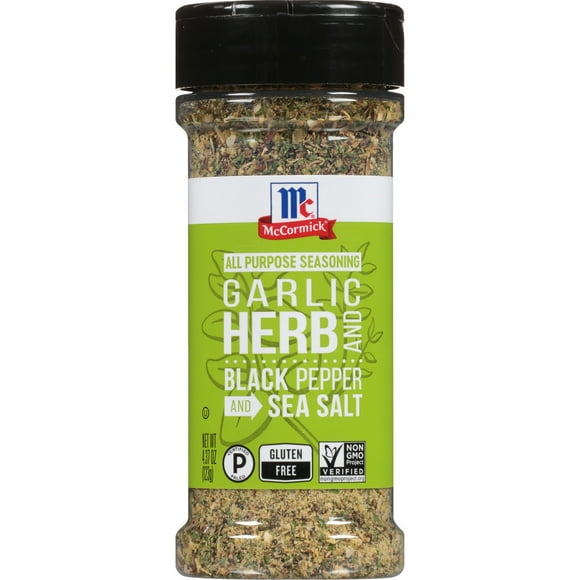 McCormick Gluten Free Garlic, Herb and Black Pepper and Sea Salt All Purpose Seasoning, 4.37 oz Bottle