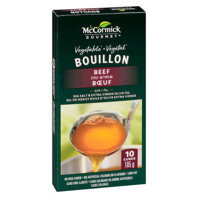 McCormick Gourmet AllVegetable Bouillon Cubes, 10 Cubes, Beef Style Flavor, 105g/3.7 oz., Box