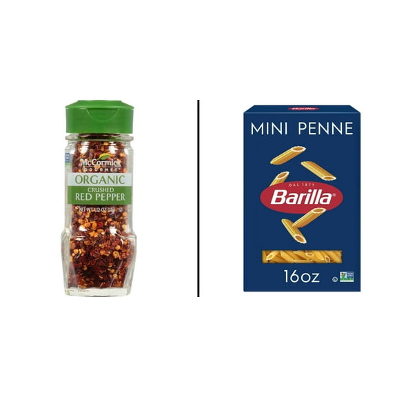 McCormick Gourmet Organic Crushed Red Pepper 1.12 oz & Barilla Mini Penne Pasta