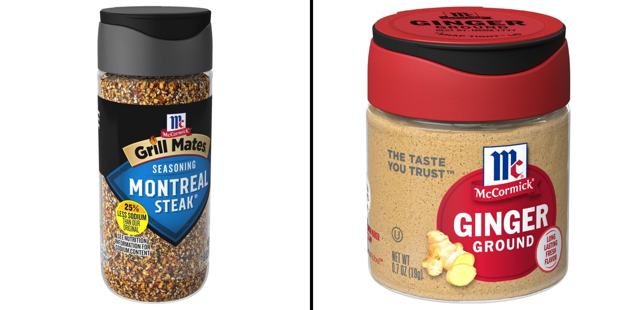McCormick Grill Mates 25% Less Sodium 3.18 oz & McCormick Ground Ginger, 0.7 Oz
