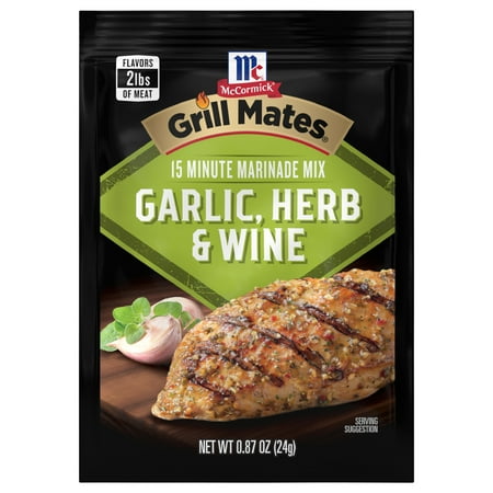 McCormick Grill Mates Garlic, Herb & Wine Marinade Seasoning Mix, 0.87 oz Envelope