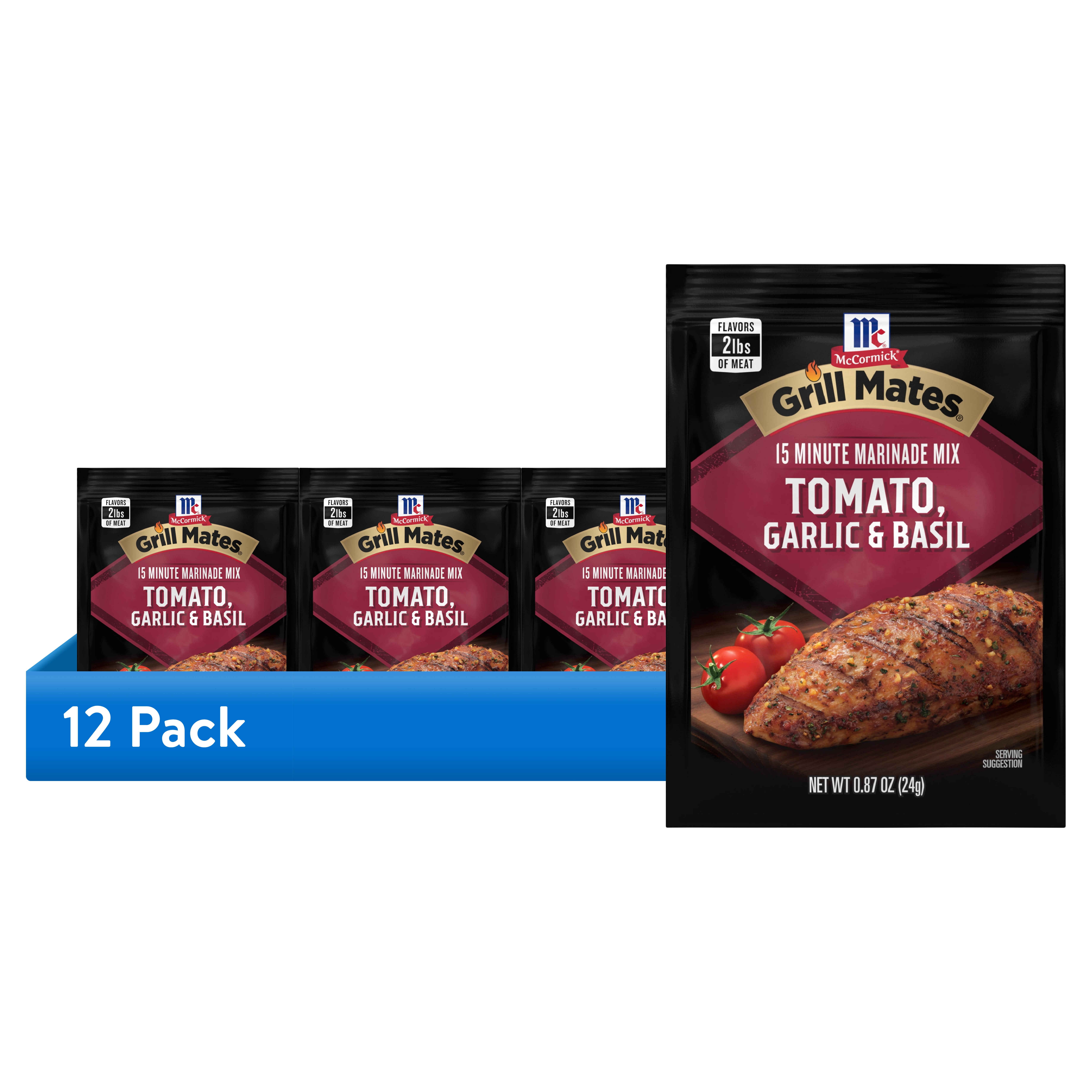 (12 pack) McCormick Grill Mates Tomato, Garlic & Basil Marinade Mix, 0.87 oz Packet