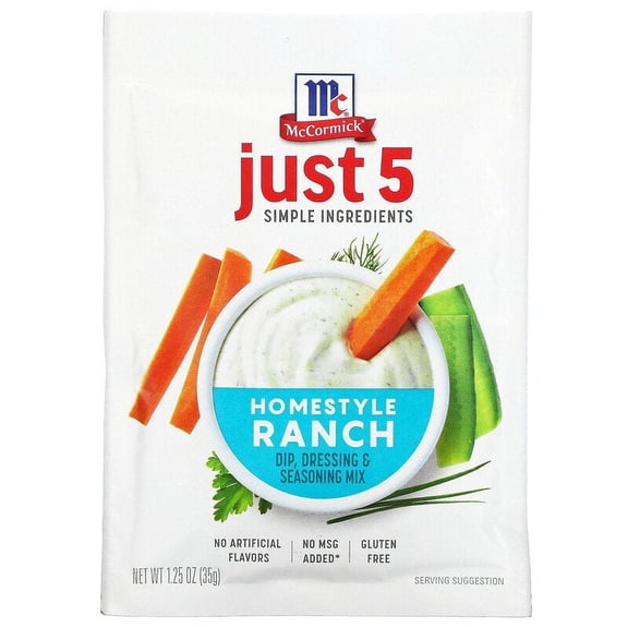 McCormick, Just 5 Simple Ingredients, Dip, Dressing & Seasoning Mix, Homestyle Ranch, 1.25 oz Pack of 3