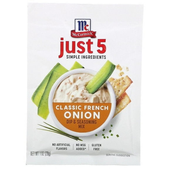 McCormick, Just 5 Simple Ingredients, Dip & Seasoning Mix, Classic French Onion, 1 oz Pack of 3