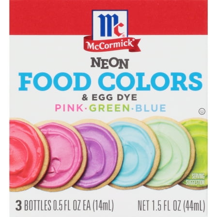 McCormick Kosher Neon Food Colors & Egg Dye, 1.5 fl oz Box