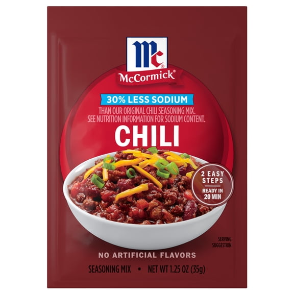 McCormick Less Sodium Chili Seasoning Mix, 1.25 oz Packet